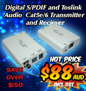 Digital S/PDIF and Toslink Audio over single Cat5e/6 Transmitter and Reciever
