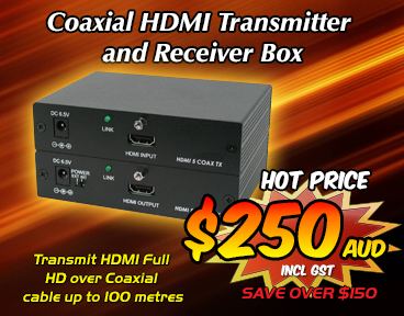 Coaxial HDMI Transmitter and Receiver Box