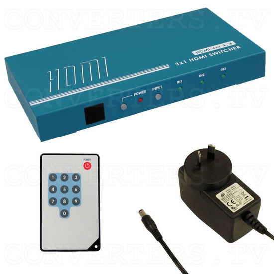 HDMI Switch 3 input - 1 output Slimline - Full Kit