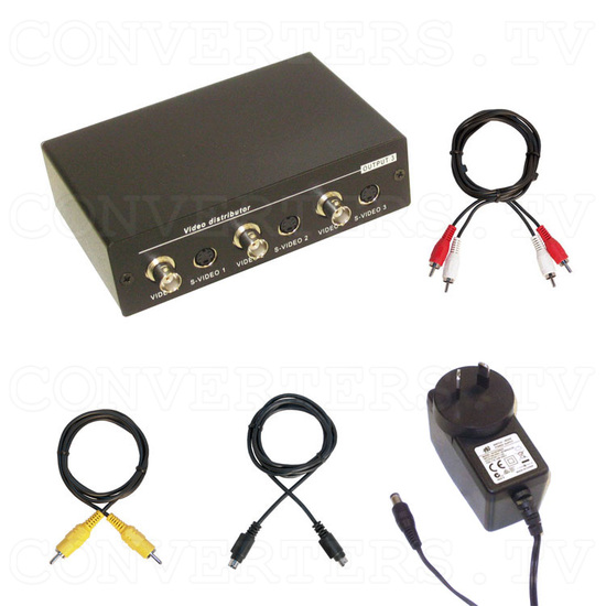 Video CV-SV Distributor 1 input : 3 output (w/Audio) - Full Kit