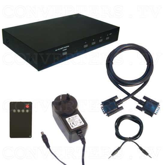 PC/HD Switcher 4 input : 1 output w/RS232 - Full Kit