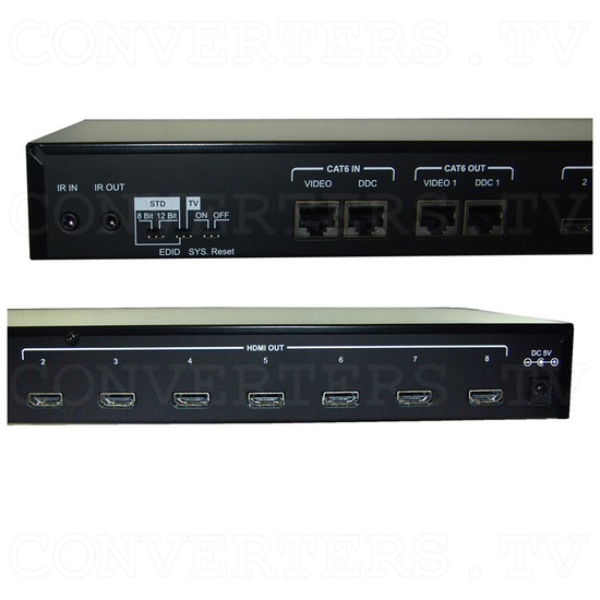 HDMI v1.3 Over CAT6 Distributor 1 In 8 Out - Back View - Detail