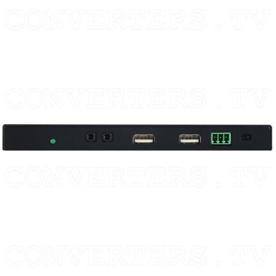HDMI/USB over CAT5e/6/7 Slimline Receiver with 48v PoH and LAN Serving - Front View.png